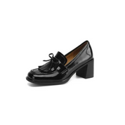 Damen Loafer mit Blockabsatz und Fransen – Elegante Slipper