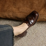 Damen Loafer mit Blockabsatz und Fransen – Elegante Slipper