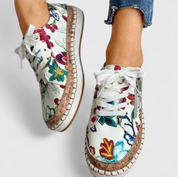 Damen Sneaker mit Blumenmuster – Bequeme Plateau-Schuhe im Casual-Stil