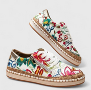 Damen Sneaker mit Blumenmuster – Bequeme Plateau-Schuhe im Casual-Stil