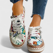 Damen Sneaker mit Blumenmuster – Bequeme Plateau-Schuhe im Casual-Stil