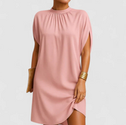 Damen Midikleid mit Halbrollkragen – Lässig-elegantes Kleid mit asymmetrischem Saum