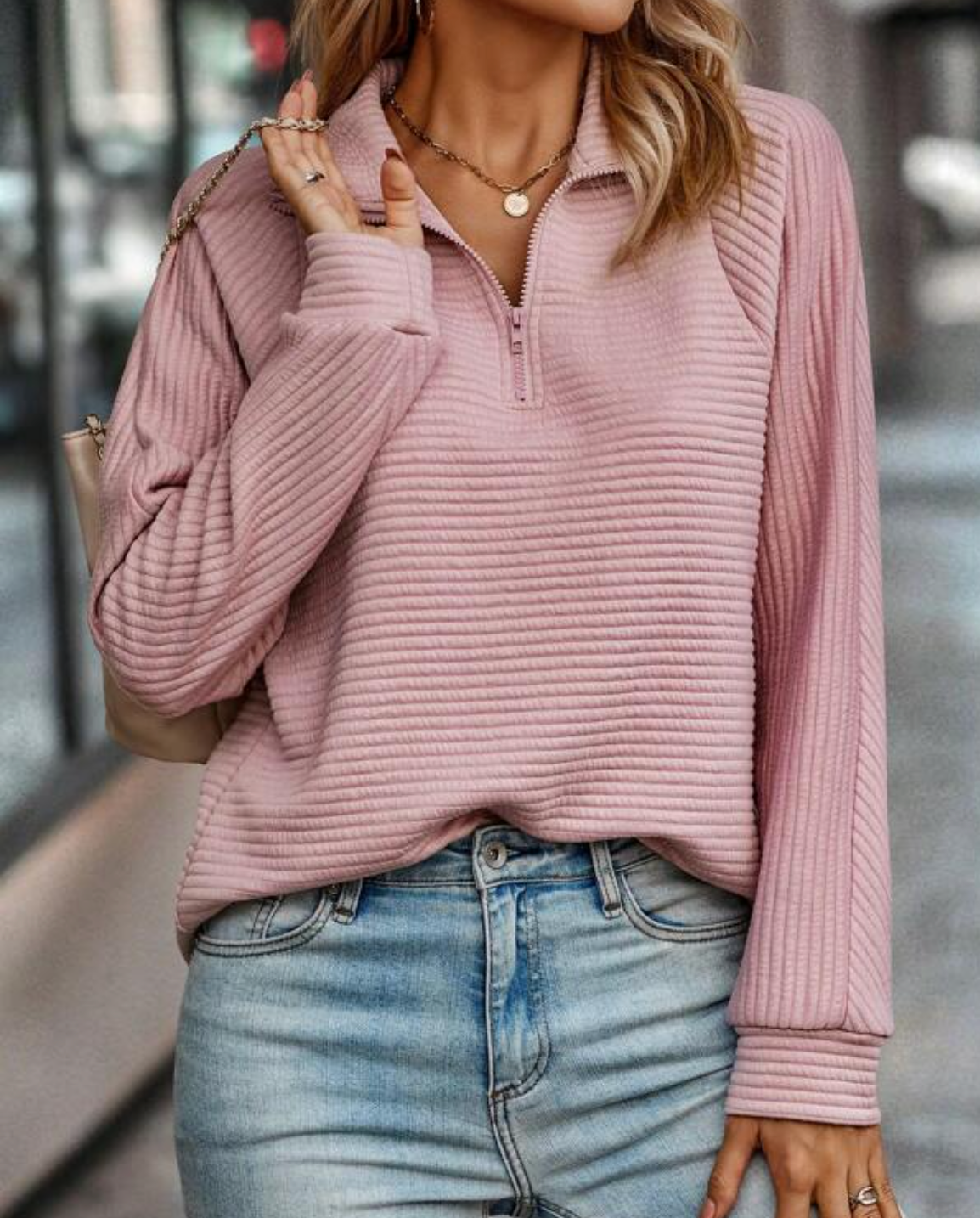 Damen Strickpullover mit Reißverschluss – elegant und funktional