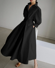 Elegantes Maxi-Hemdblusenkleid für Damen – ausgestellt mit Kragen und Taillierung