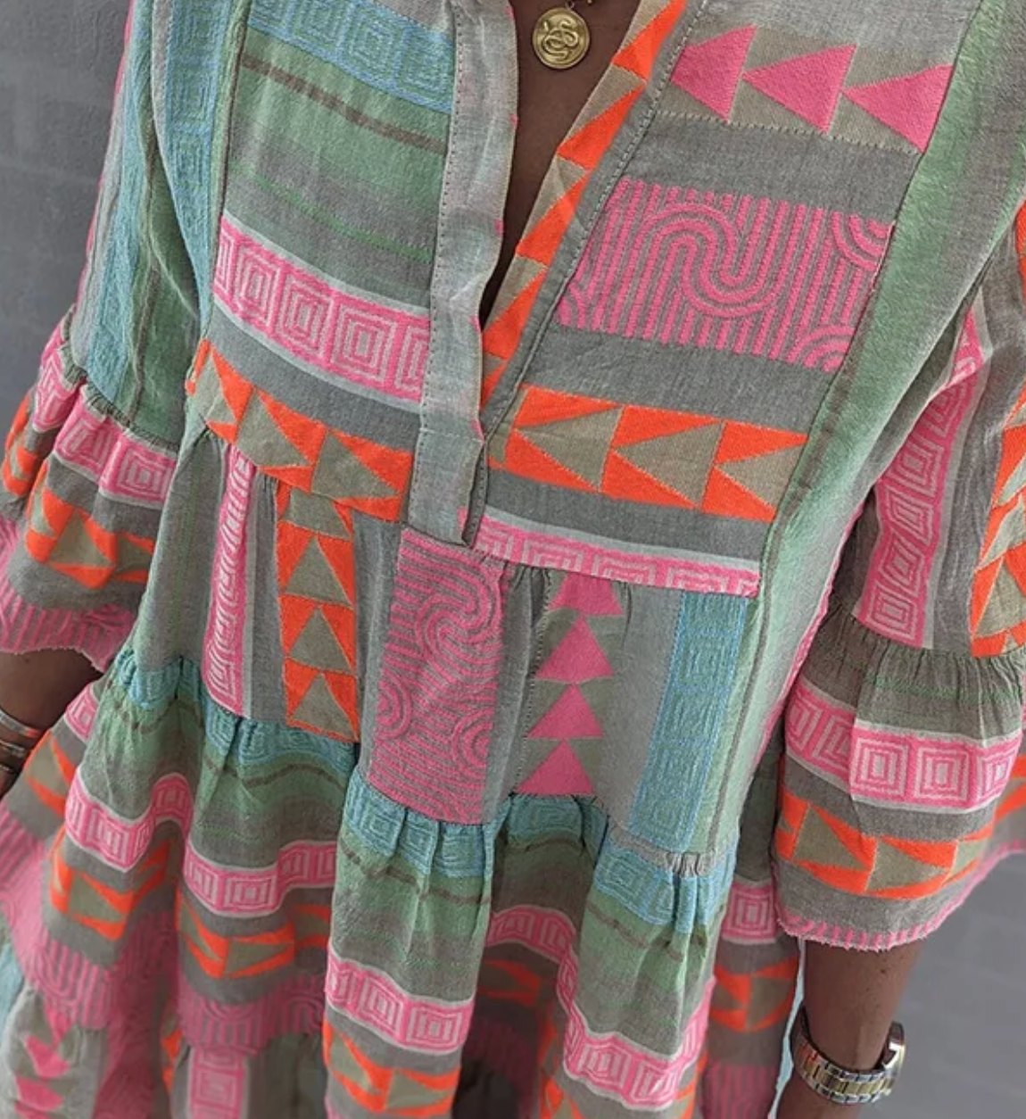 Damen Boho-Kleid mit Rüschen