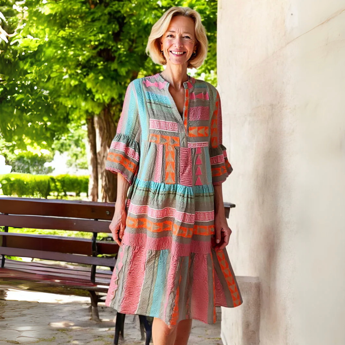 Damen Boho-Kleid mit Rüschen