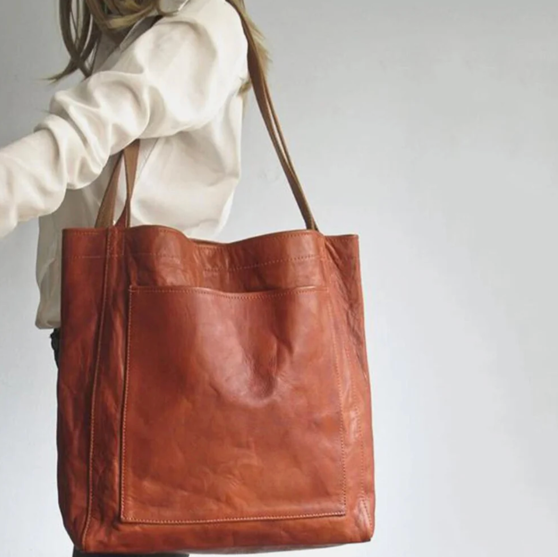 Damen Shopper-Tasche mit großem Innenfach – geräumige Schultertasche aus Kunstleder