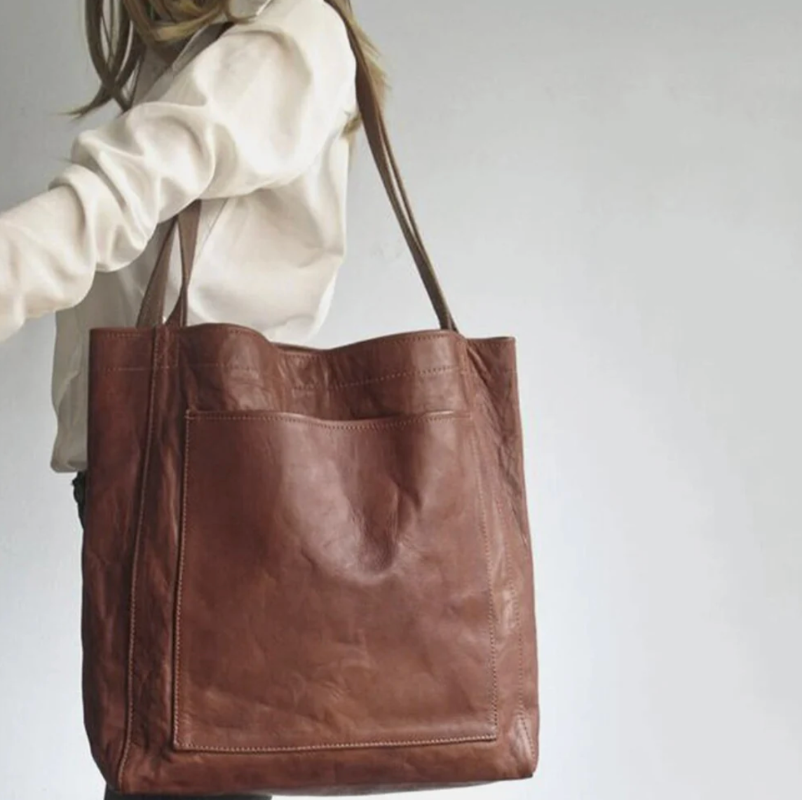 Damen Shopper-Tasche mit großem Innenfach – geräumige Schultertasche aus Kunstleder