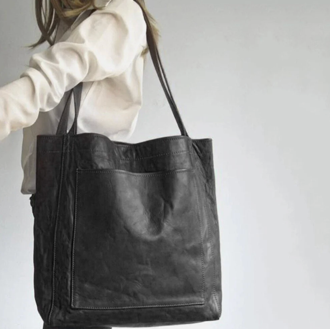 Damen Shopper-Tasche mit großem Innenfach – geräumige Schultertasche aus Kunstleder