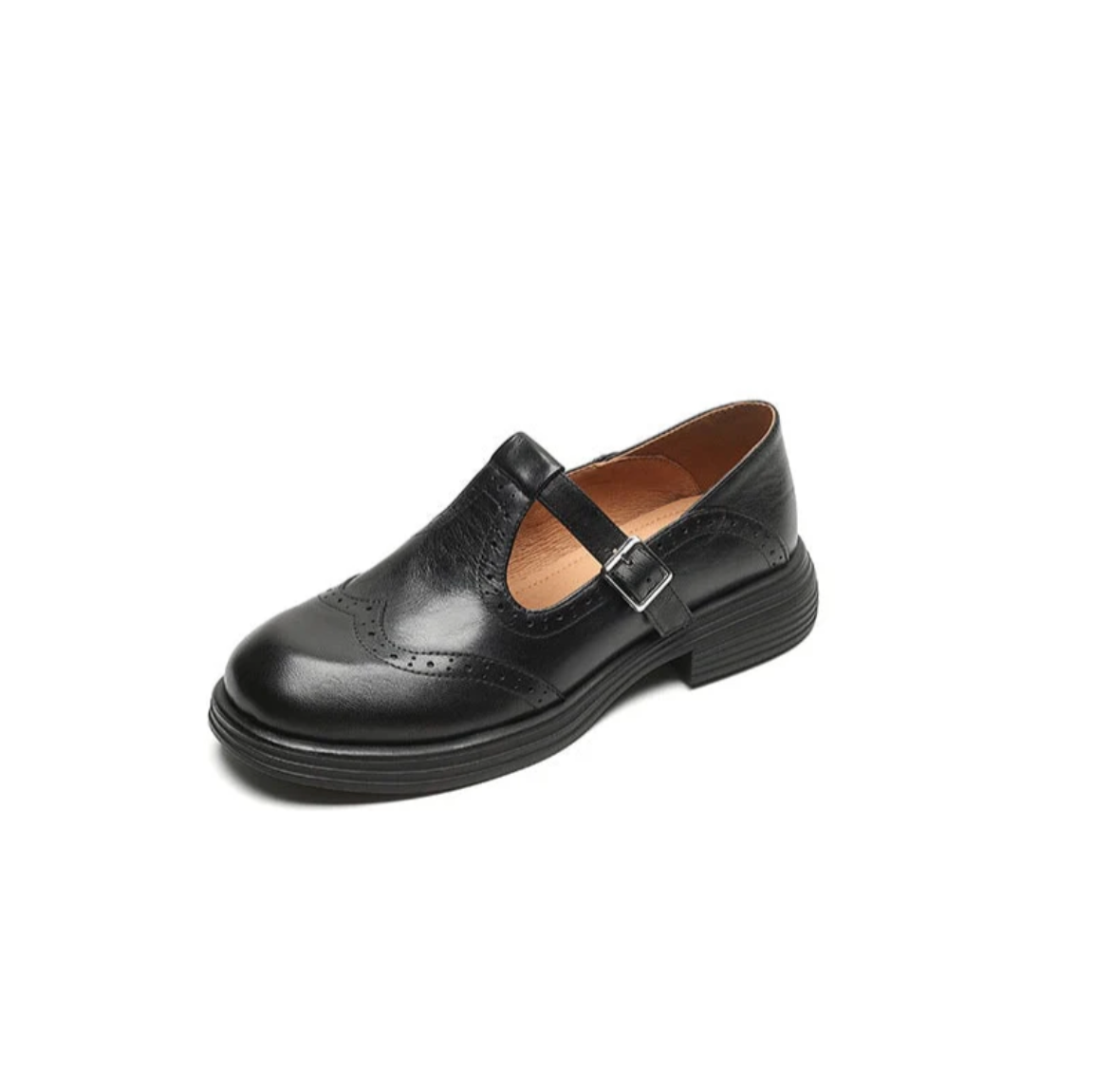 Damen Leder-Halbschuhe mit Riemen – komfortable Mary Jane Schuhe, klassisch und elegant