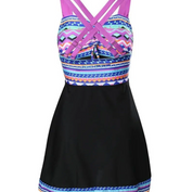 Damen Badeanzugkleid mit Shorts – figurformend mit verstellbarem Bustier