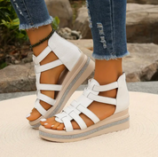 Damen Keilsandalen mit Riemchen – bequeme Sommersandalen mit Dämpfung und stabilem Absatz