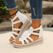 Damen Keilsandalen mit Riemchen – bequeme Sommersandalen mit Dämpfung und stabilem Absatz