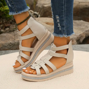 Damen Keilsandalen mit Riemchen – bequeme Sommersandalen mit Dämpfung und stabilem Absatz