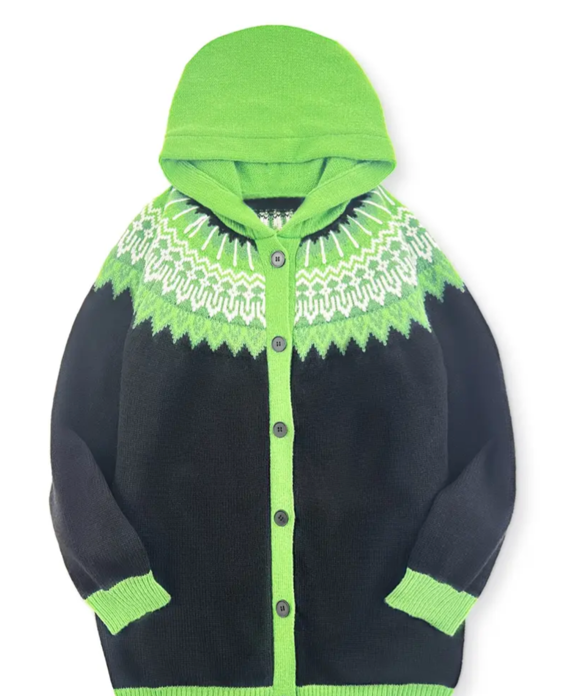 Damen Cardigan mit Kapuze – warmer Strickjacke mit Knöpfen und Taschen, lockerer Schnitt