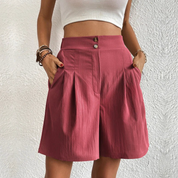 Damen High-Waist Bermuda-Shorts mit Taschen – elegante weite Sommershorts