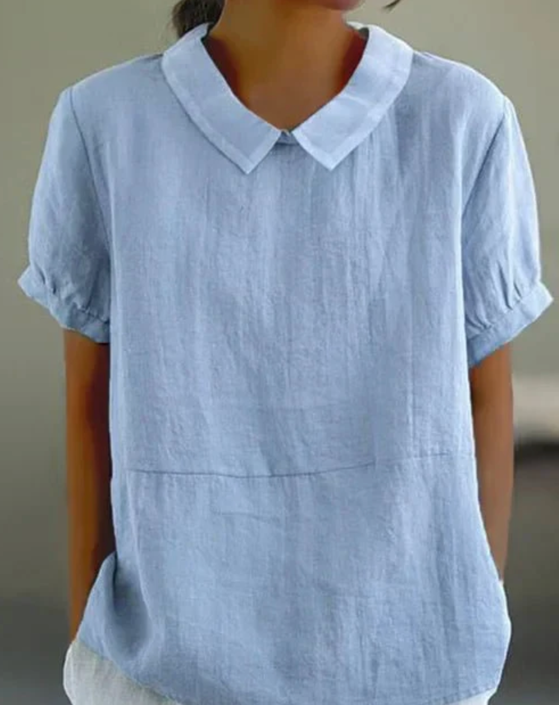 Damen Bluse mit Peter-Pan-Kragen und kurzen Ärmeln