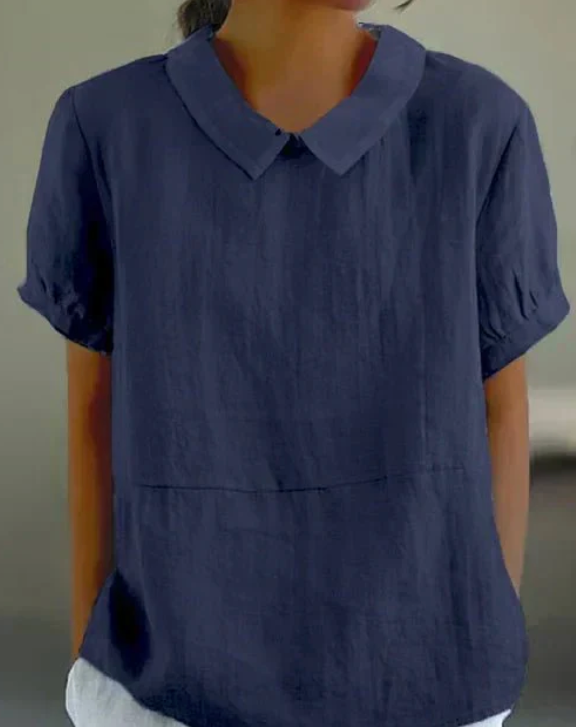 Damen Bluse mit Peter-Pan-Kragen und kurzen Ärmeln