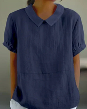 Damen Bluse mit Peter-Pan-Kragen und kurzen Ärmeln