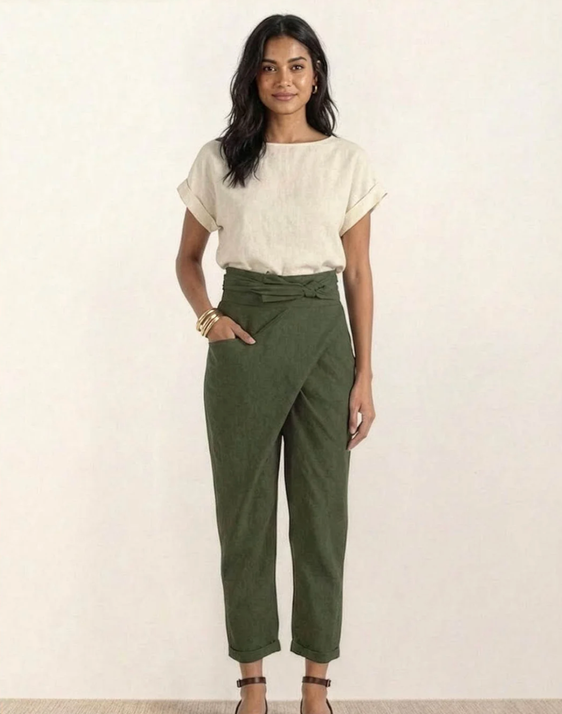 Damen Wickelhose mit hohem Bund