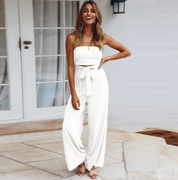 Damen Trägerloser Jumpsuit mit weiten Beinen