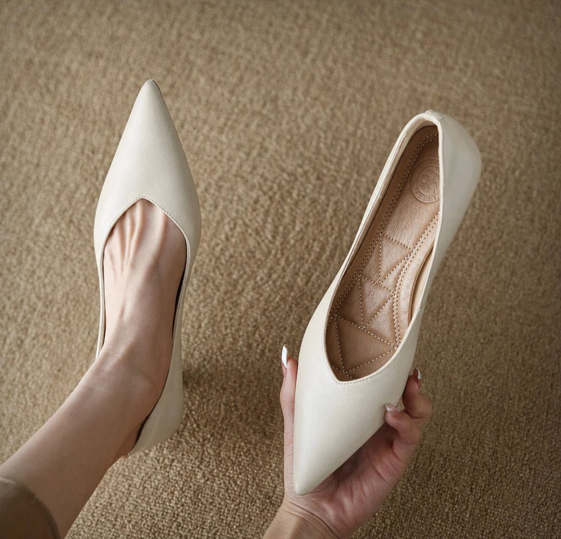 Damen Spitzschuh-Pumps mit niedrigem Absatz