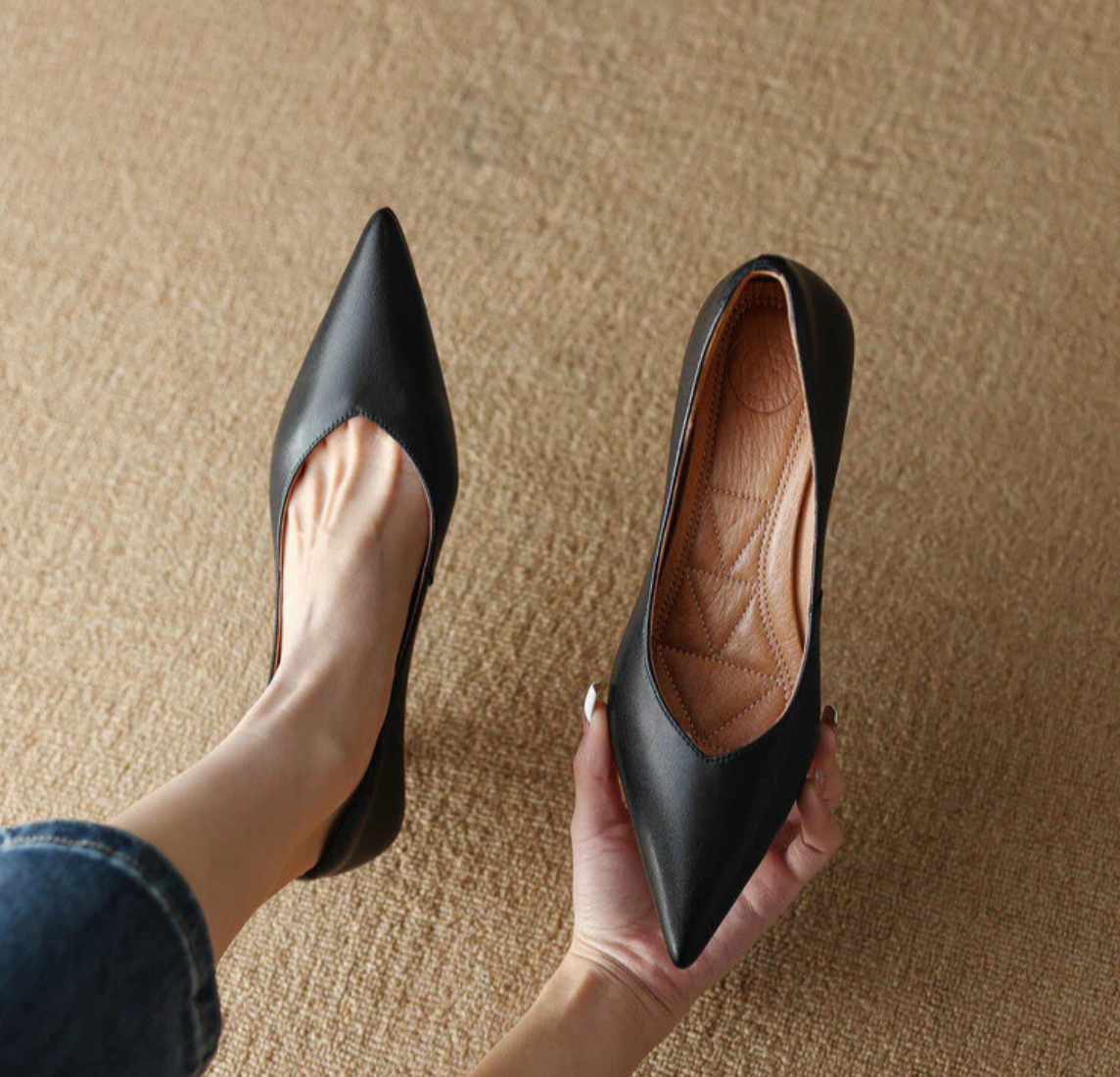 Damen Spitzschuh-Pumps mit niedrigem Absatz