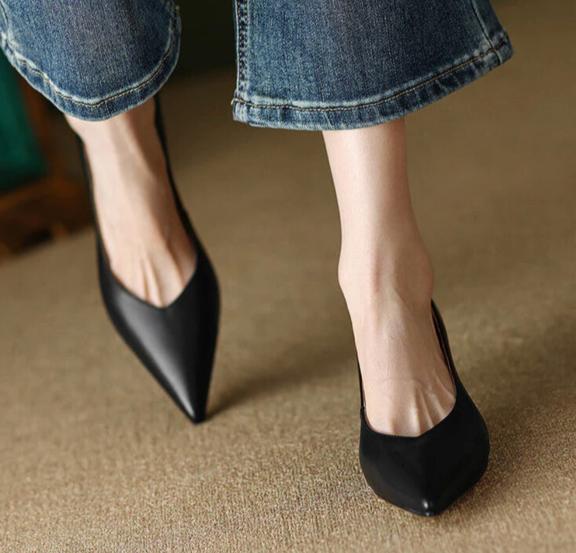 Damen Spitzschuh-Pumps mit niedrigem Absatz