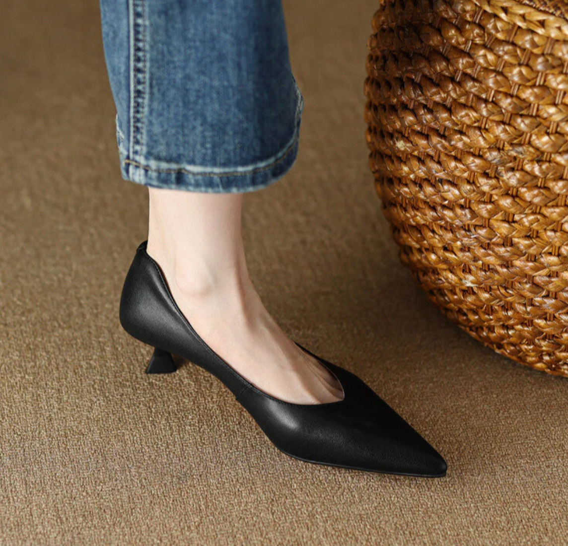 Damen Spitzschuh-Pumps mit niedrigem Absatz