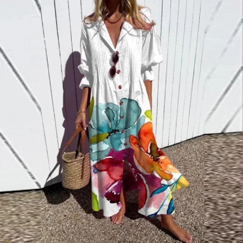 Damen Boho Maxikleid mit Print – leicht und luftig