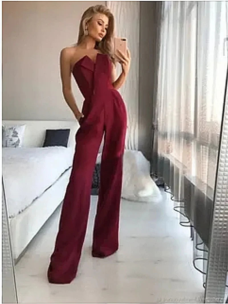 Eleganter Damen-Jumpsuit mit One-Shoulder-Design und weiten Beinen