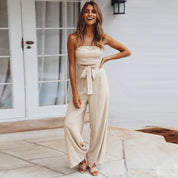 Damen Trägerloser Jumpsuit mit weiten Beinen