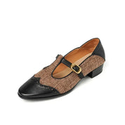 Damen T-Strap Ballerinas – Elegante Retro-Ballerinas mit niedrigem Absatz