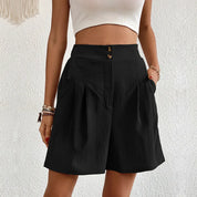 Damen High-Waist Shorts – Elegante kurze Hose mit Taschen, leicht und luftig