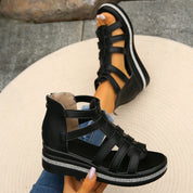 Damen Keilsandalen mit Riemchen – bequeme Sommersandalen mit Dämpfung und stabilem Absatz