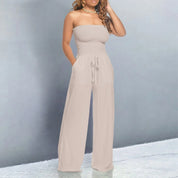 Damen Jumpsuit trägerlos mit weiten Beinen