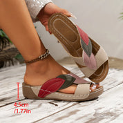 Damen Keilsandalen mit Blätter-Applikation