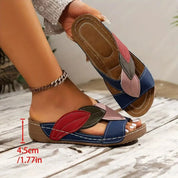 Damen Keilsandalen mit Blätter-Applikation