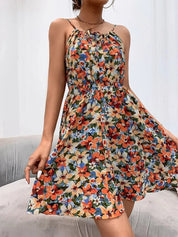 Damen Sommerkleid mit Trägern – leichtes Blumenprint-Minikleid