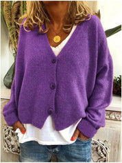 Damen Strickjacke mit V-Ausschnitt – leichter, weicher Cardigan