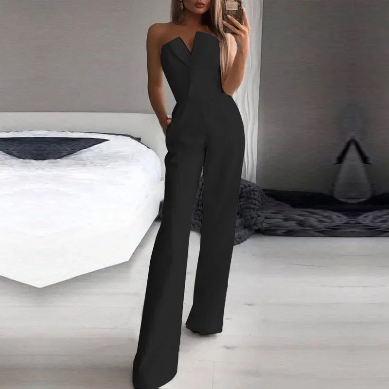 Eleganter Damen-Jumpsuit mit One-Shoulder-Design und weiten Beinen