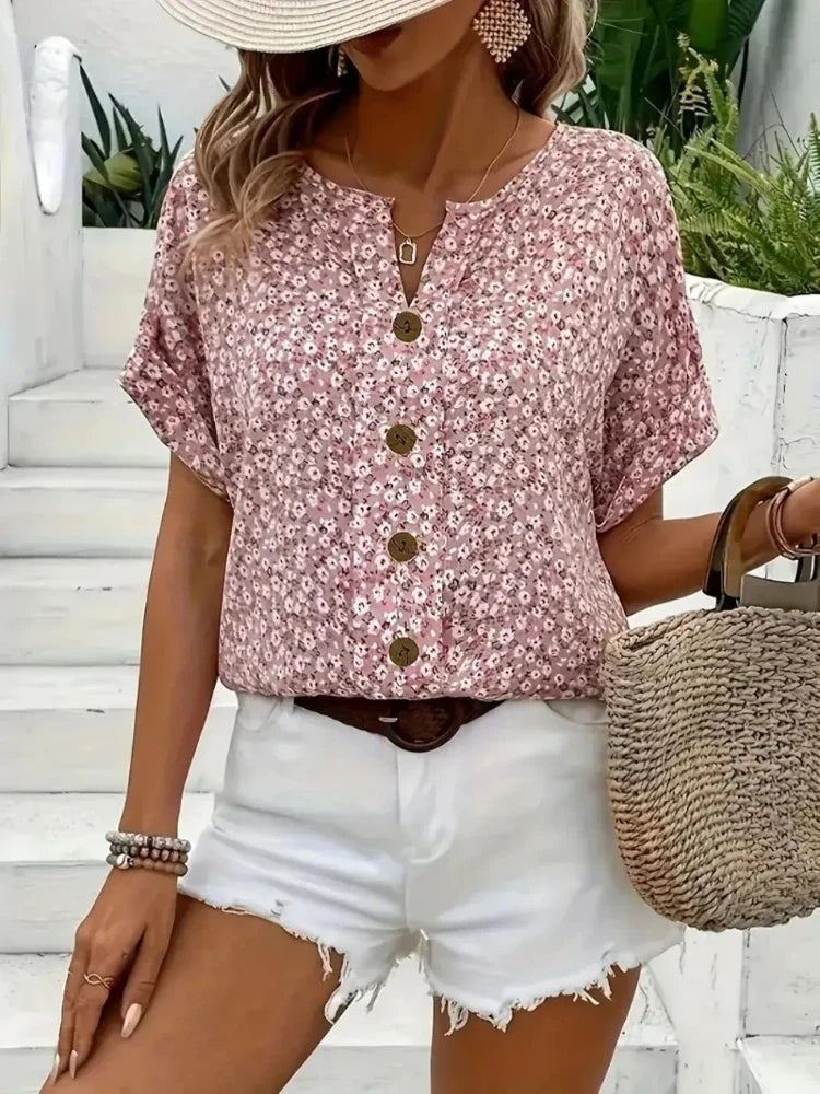 Damen Bluse mit Knöpfen und lockerem Schnitt