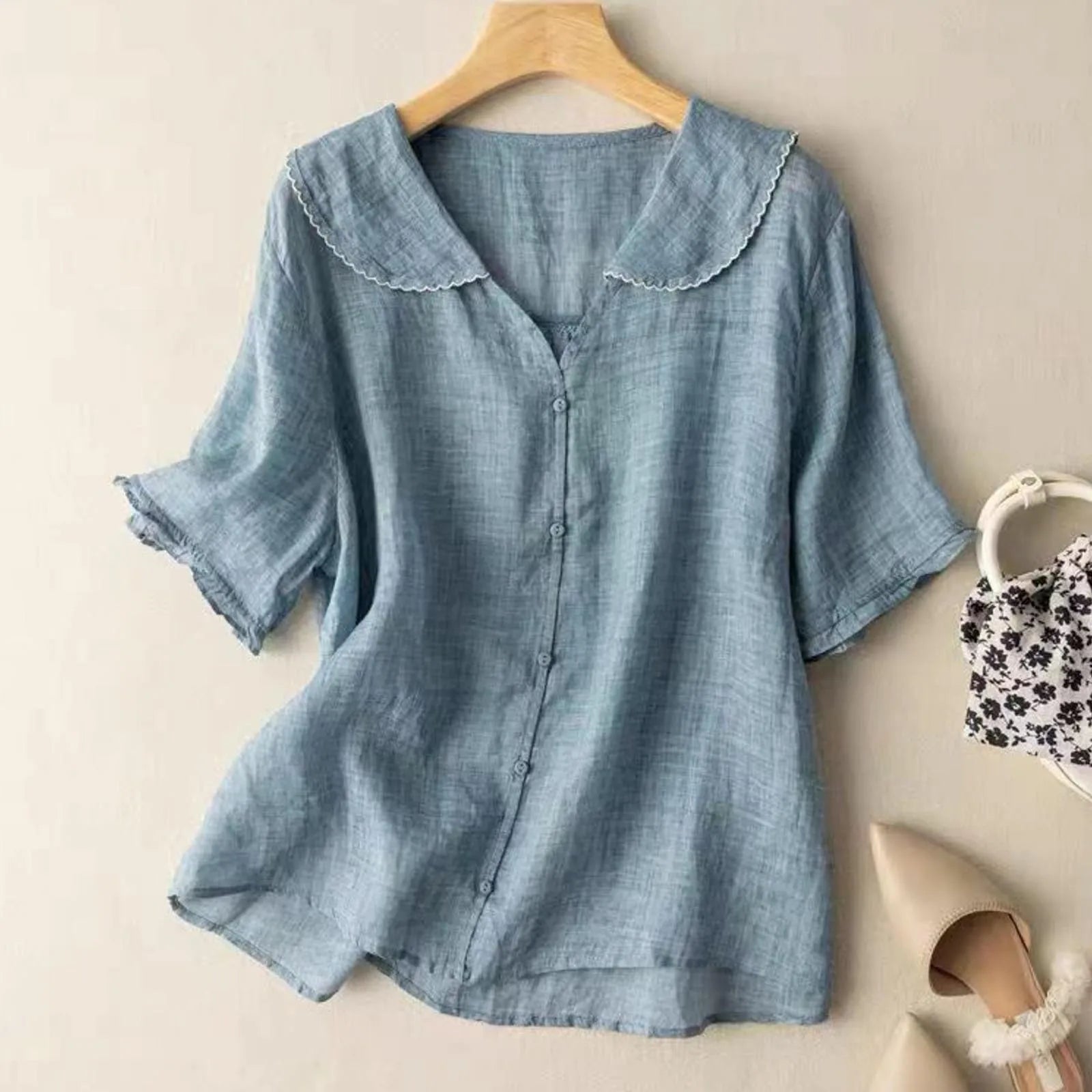 Damen Bluse mit Zierkragen